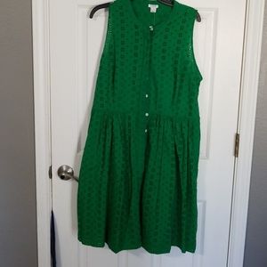 Green sleeveless J Crew dress